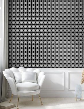 Abakuhaus Vinyltapete selbstklebendes Wohnzimmer Küchenakzent, Schwarz und weiß monochrome Curve