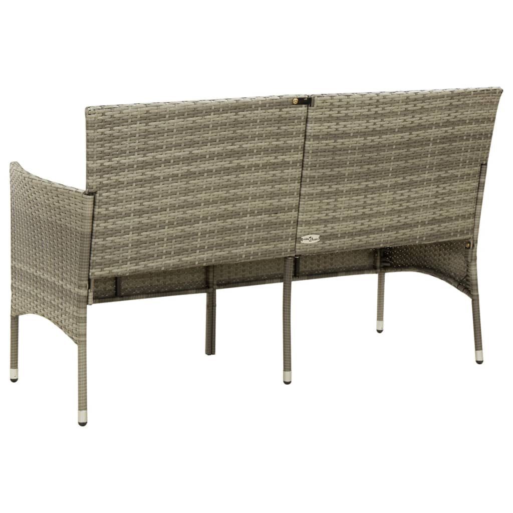 Grau Rattan, mit Loungesofa Kissen Teile Poly vidaXL 3-Sitzer 1 Gartensofa