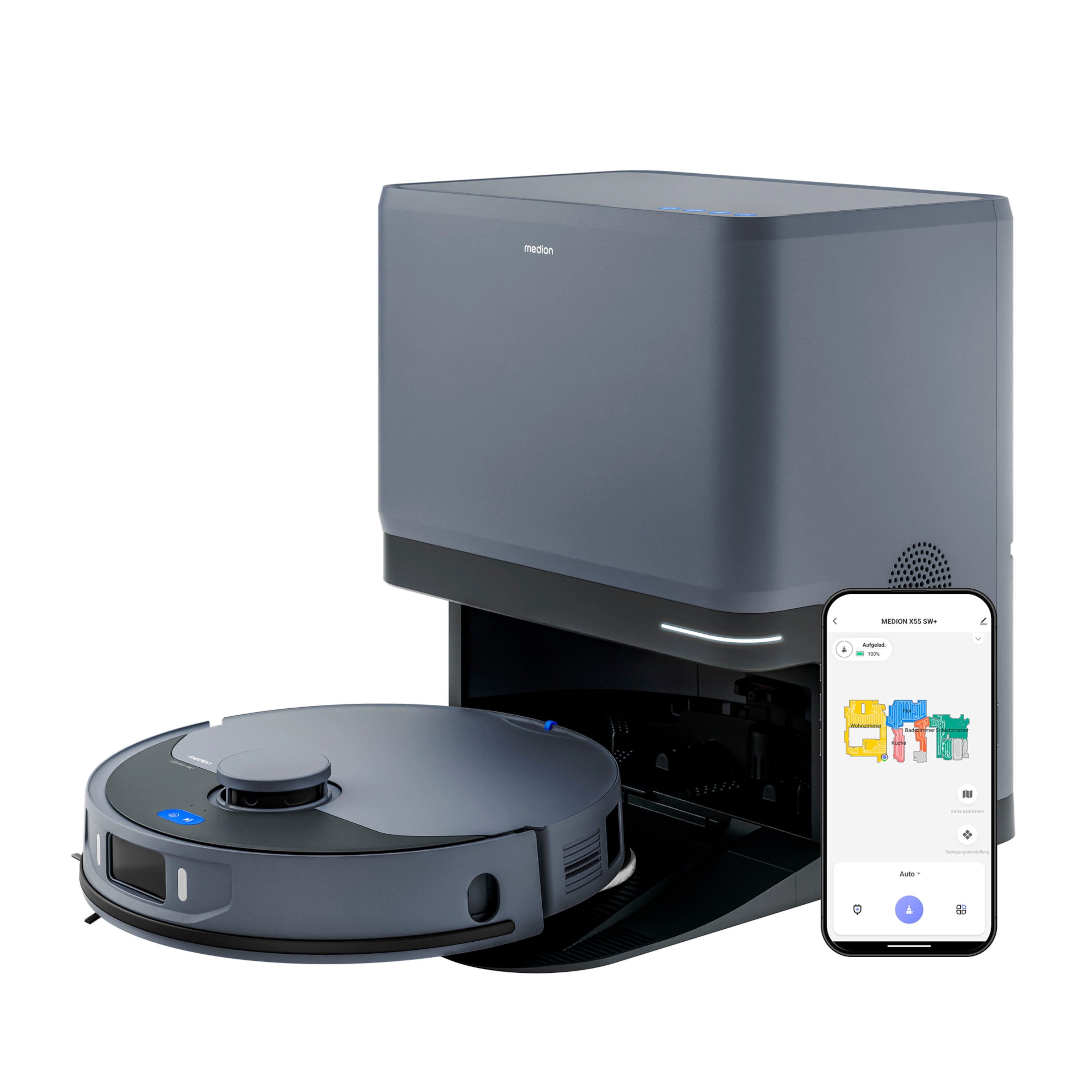 Medion® Saugroboter Saugroboter MEDION X55 SW+ Pro (MD12555), beutellos, X55 SW+ PRO