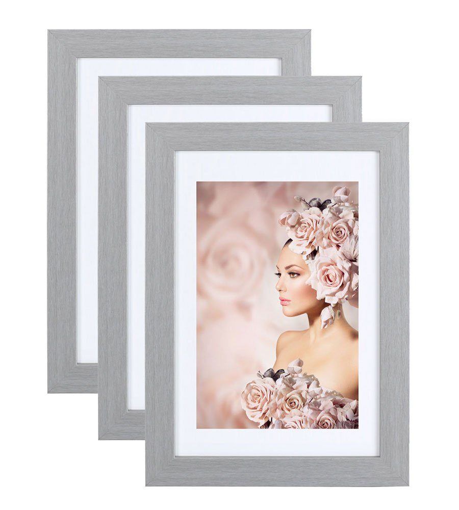 IDEAL TREND Рамки 3er Pack Holz Рамки Foto Plexi Rahmen Acryl Collage Wanddeko Po, für 1 Bilder (3 St), bruchsicheres Kunststoffglas