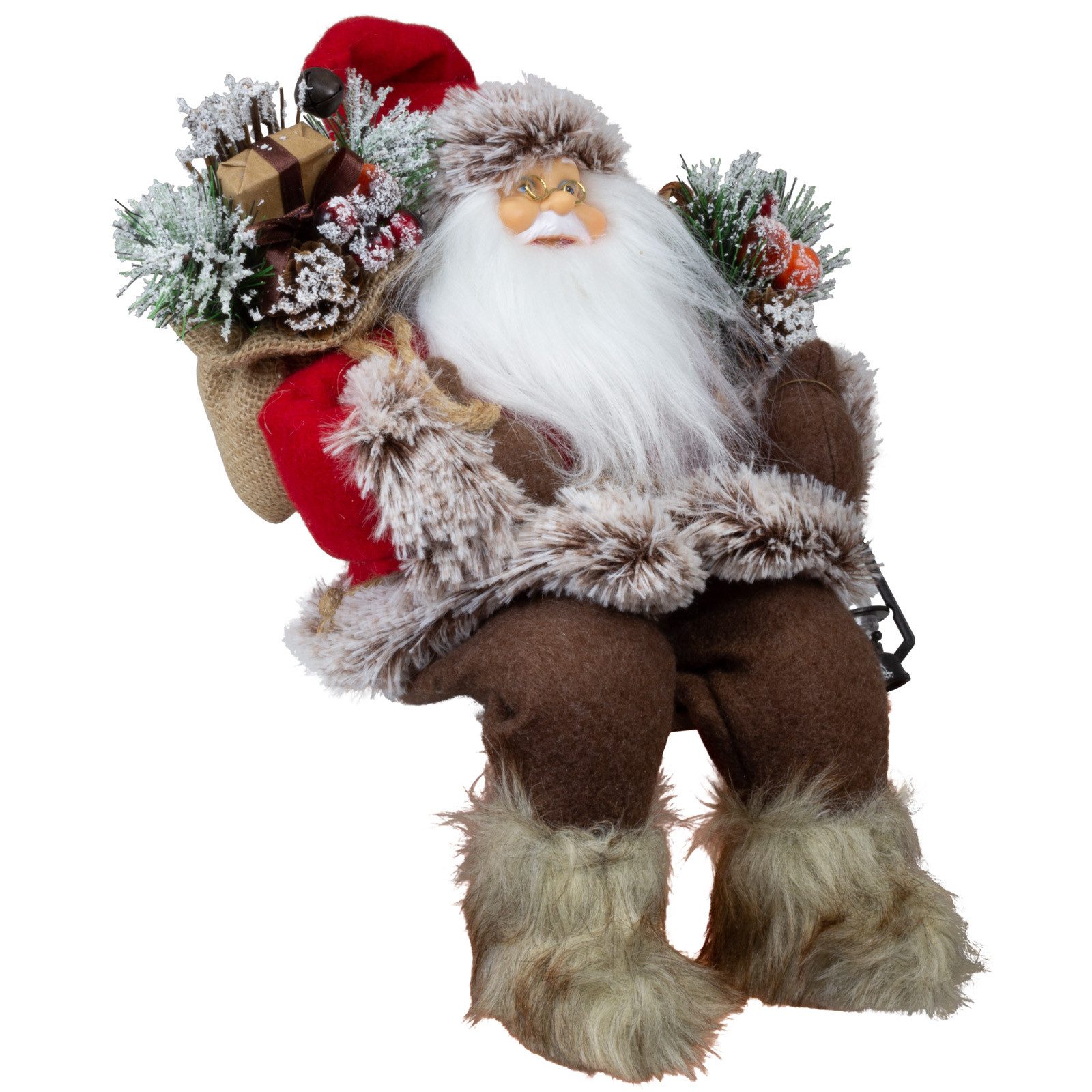 Christmas Paradise Weihnachtsmann sitzend 30cm - 5 Designs (Deko Figur, 1 St., Kantenhocker zum Hinsetzen), Weihnachtsdeko