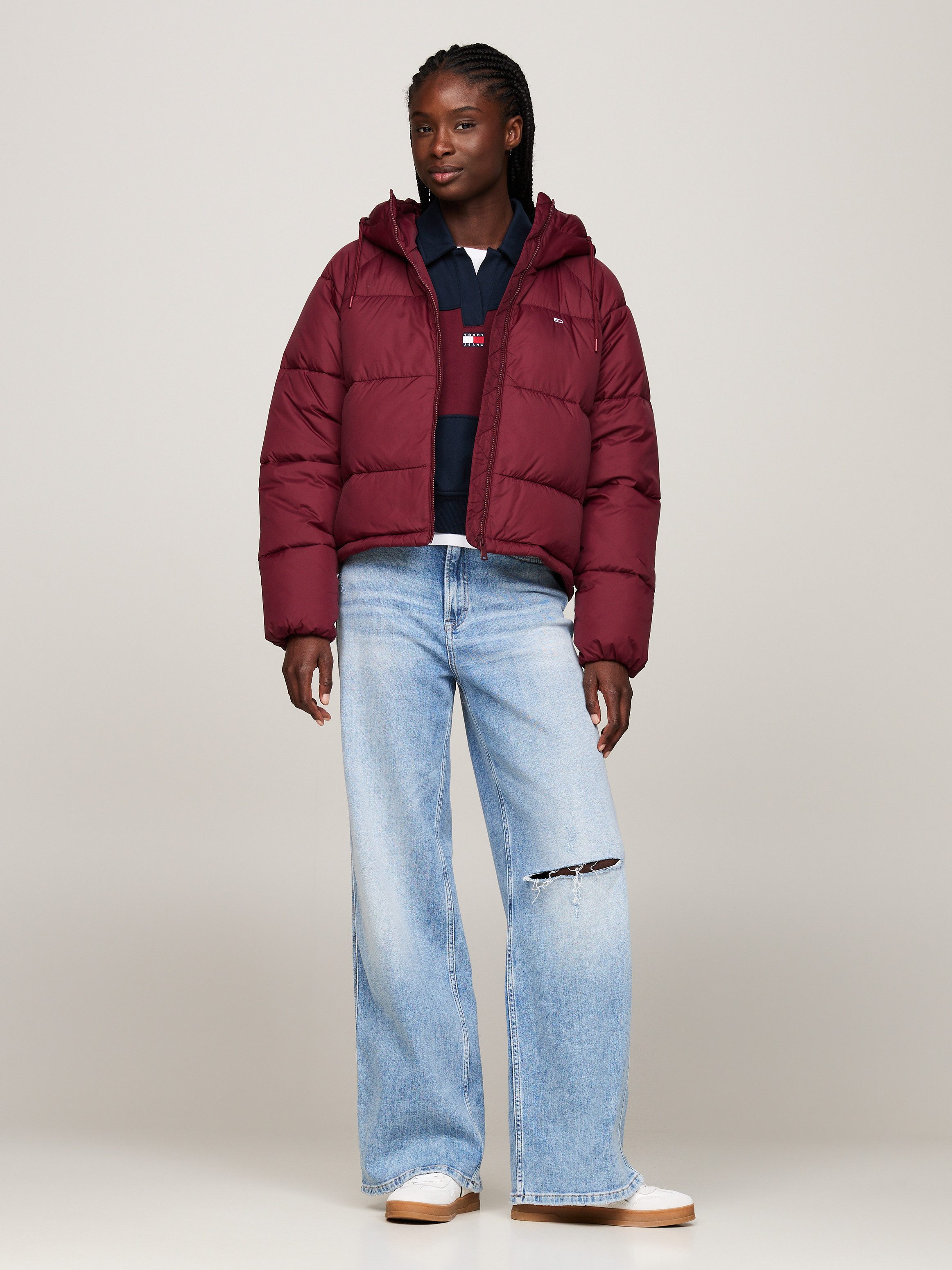 Tommy Jeans Curve Steppjacke JW ASPEN PUFFER EXT mit hochschließendem Kragen, Kapuze, Leistentaschen