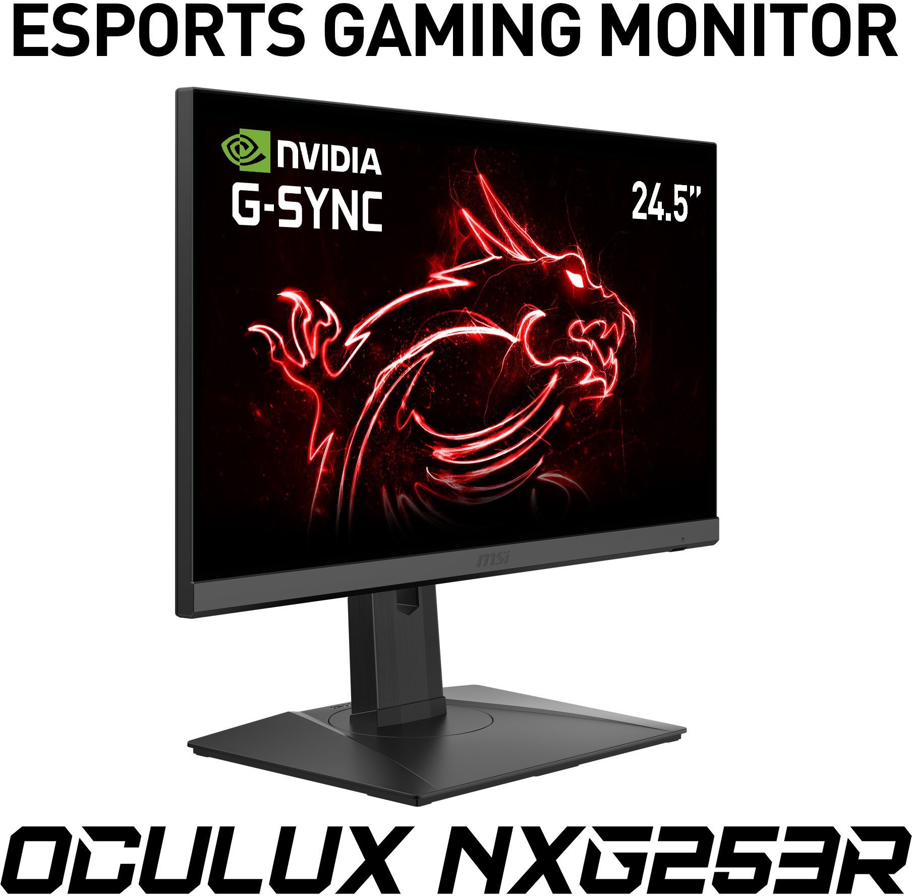 MSI Oculux NXG253R Reaktionszeit, IPS, 3 HD, ms Full Gaming-LED-Monitor (62,2 ", 1920 Hz, x 1080 Jahre px, 1 Herstellergarantie) E-Sports höhenverstellbar, 360 cm/25 Rapid