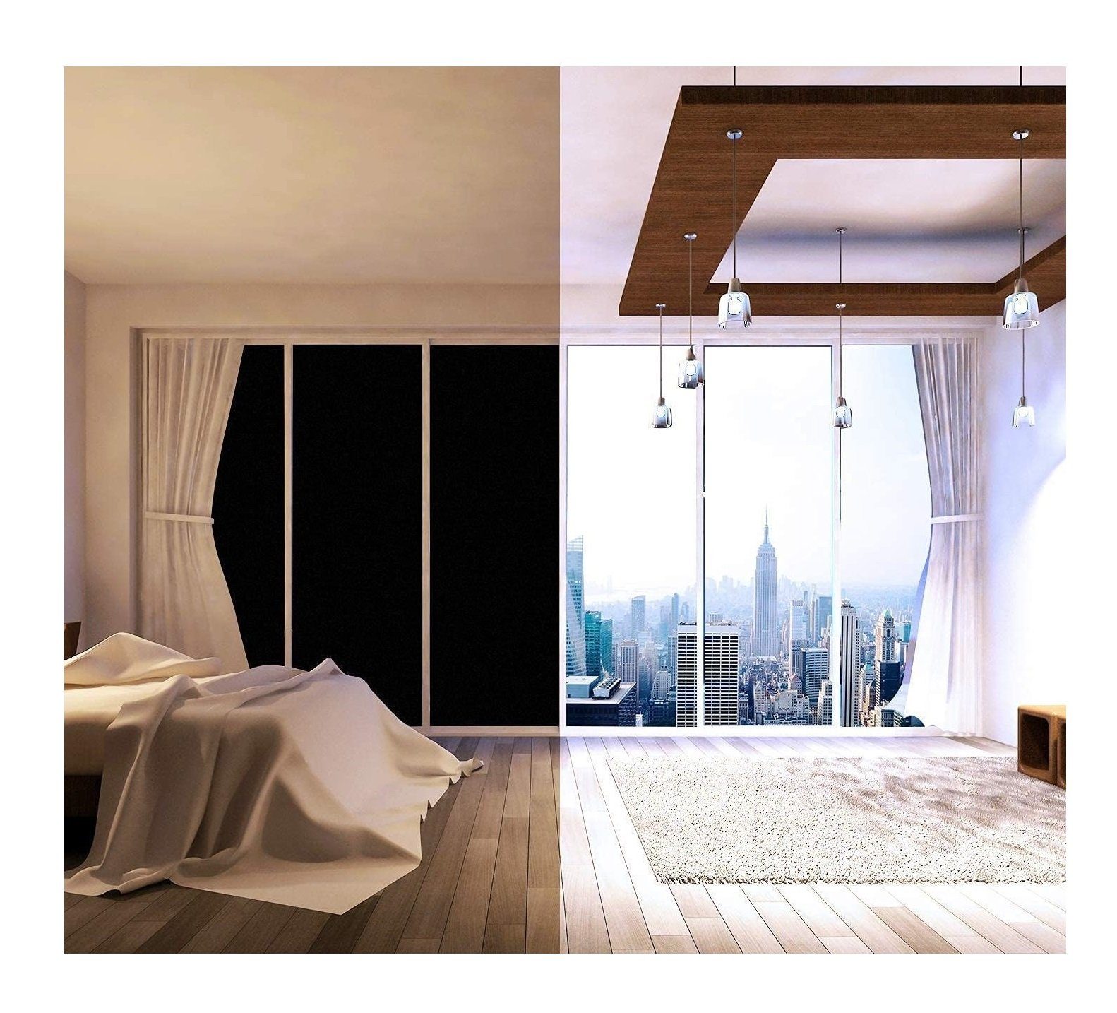 Sichtschutzfolie Fensterfolie Sichtschutzfolie Selbsthaften Blickdicht Schwarz 60x200cm