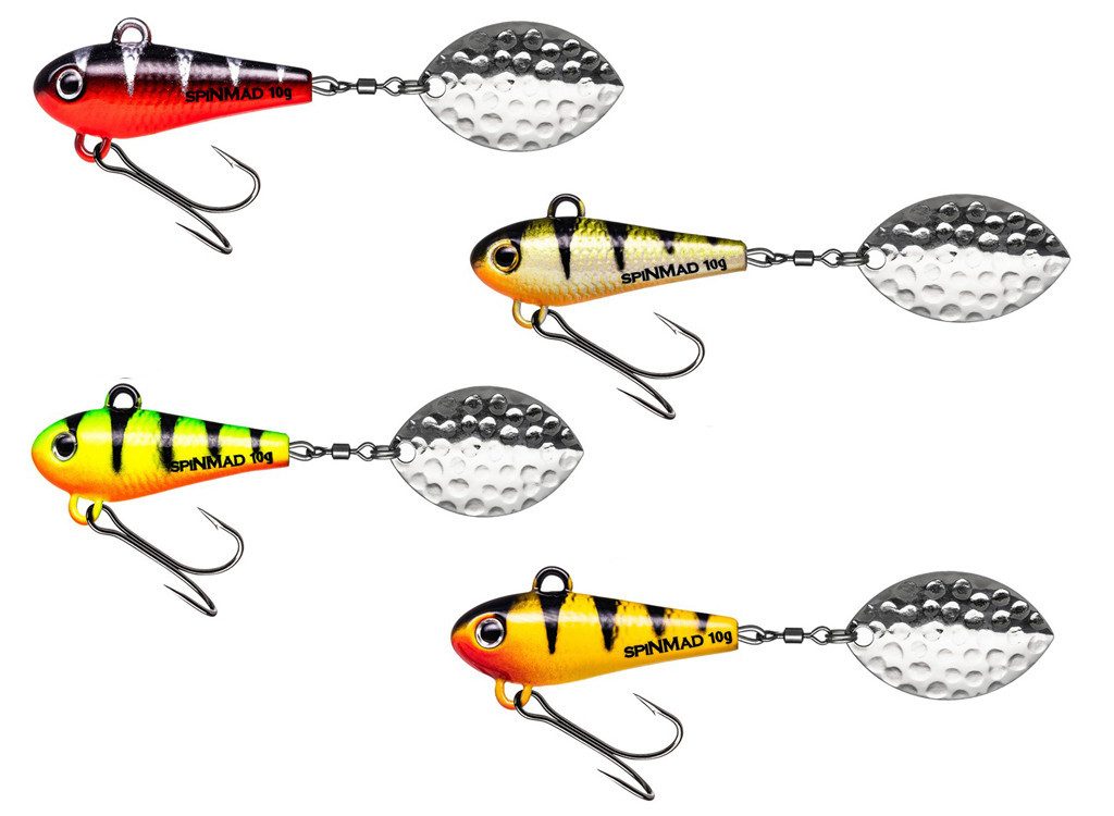 SpinMad Kunstköder SpinMad Köderset Perch - 10 g Originals 4 er Set, (Set Perch 10 g, 1-St. Spinmad Set Perch), Effektiver Lauf, Exzellente Verarbeitung