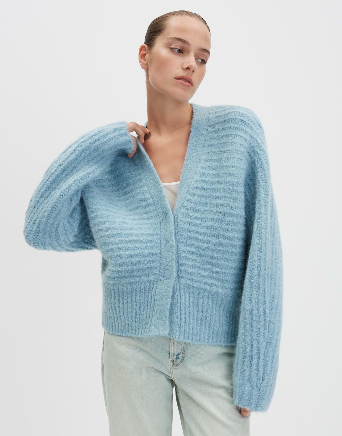 someday Cardigan TAMAIA Regular mit Querrippe Strickcardigan mit Querrippe, V-Ausschnitt und lockerer Passform