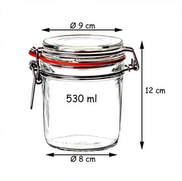 BigDean Einmachglas 6x Vorratsgläser Bügelverschluss 0,5 L Einmachgläser Einkochgläser, Glas, (6-tlg)