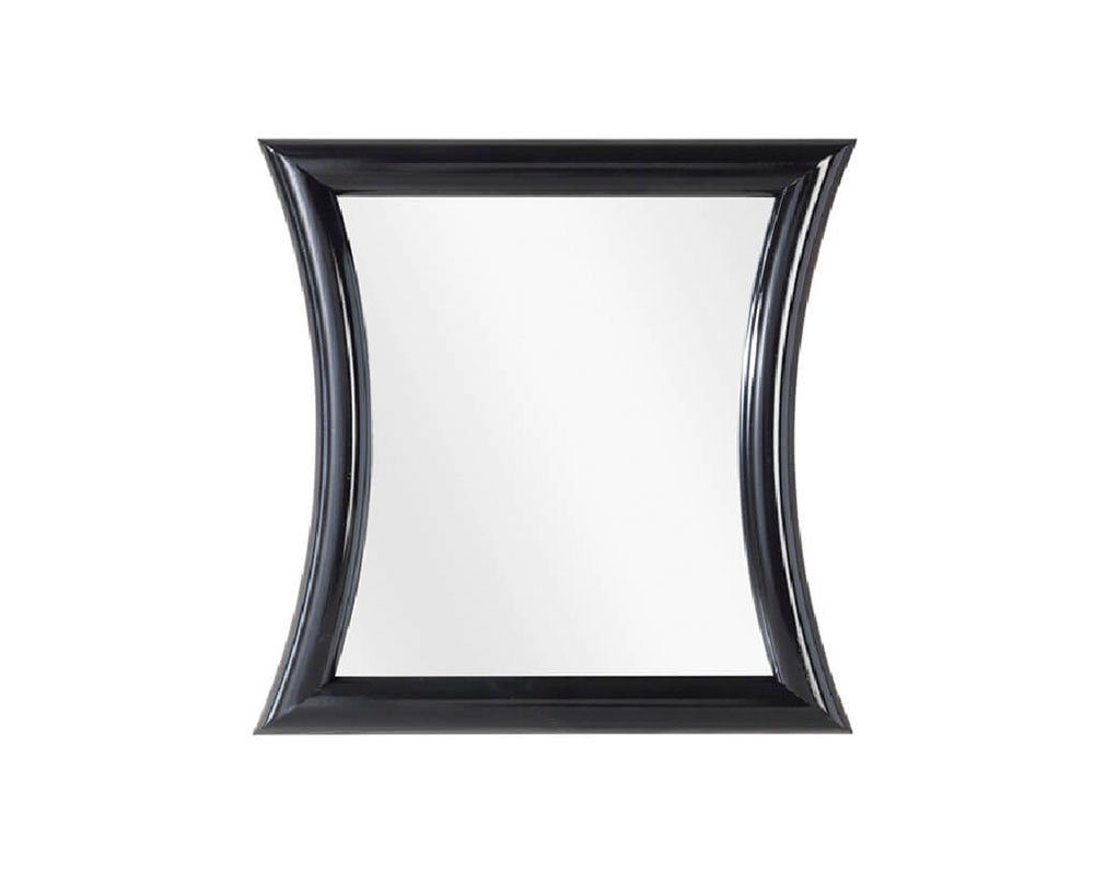 ASR Rahmendesign Wandspiegel Зеркало Maribor, 63×63 cm, glänzend Schwarz lackiert, geschwungen, Handgefertigt in Italien, glänzend schwarz lackiert