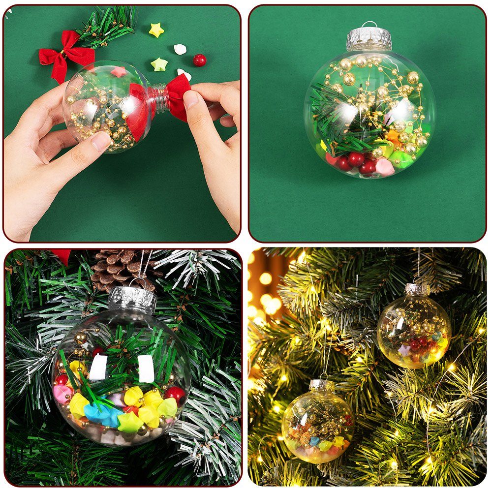 Gold Weihnachtsbaumkugel, transparent Casaria Kunststoff 24tlg Christbaumkugeln gefüllt Ø6cm