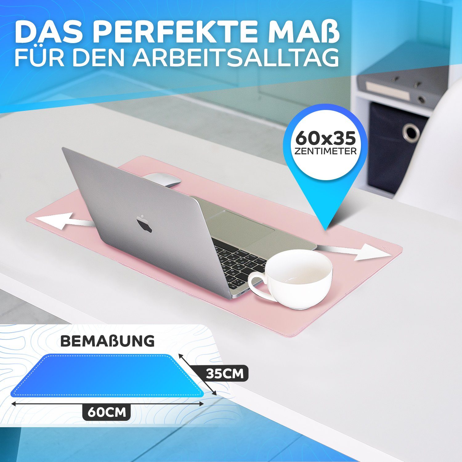 MAXLVL Gaming Mauspad Schreibtischunterlage - Mauspad mit Vernähte Kanten - abwaschbar (in 80x40 cm / 60x35 cm, Schreibtisch Unterlage für Büro), Tischunterlage – Bild 3 von 5