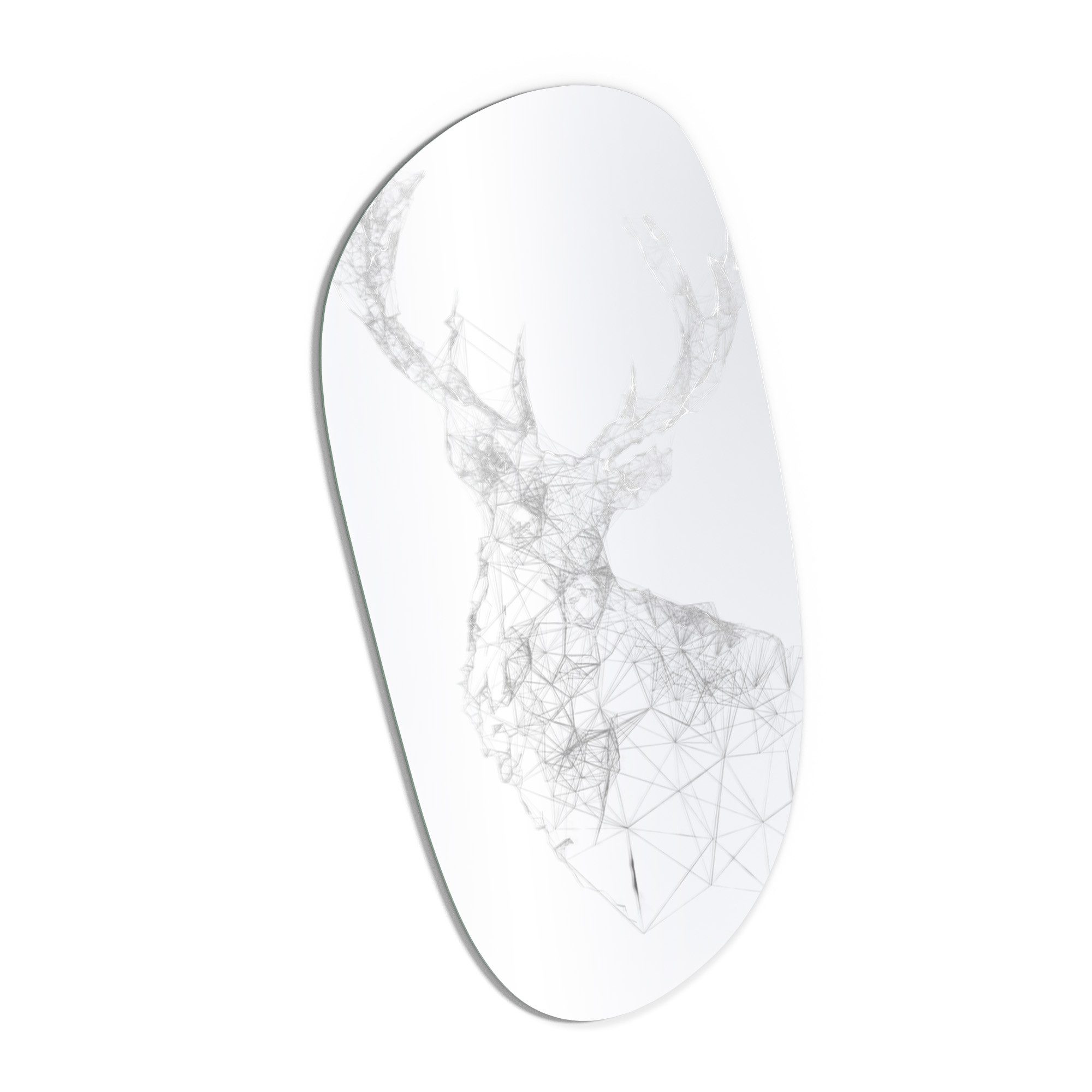 DEQORI Wandspiegel 'Digitalisierter Hirsch', Spiegel organisch geformt selbstklebend Wand Wohnzimmer Flur groß XXL