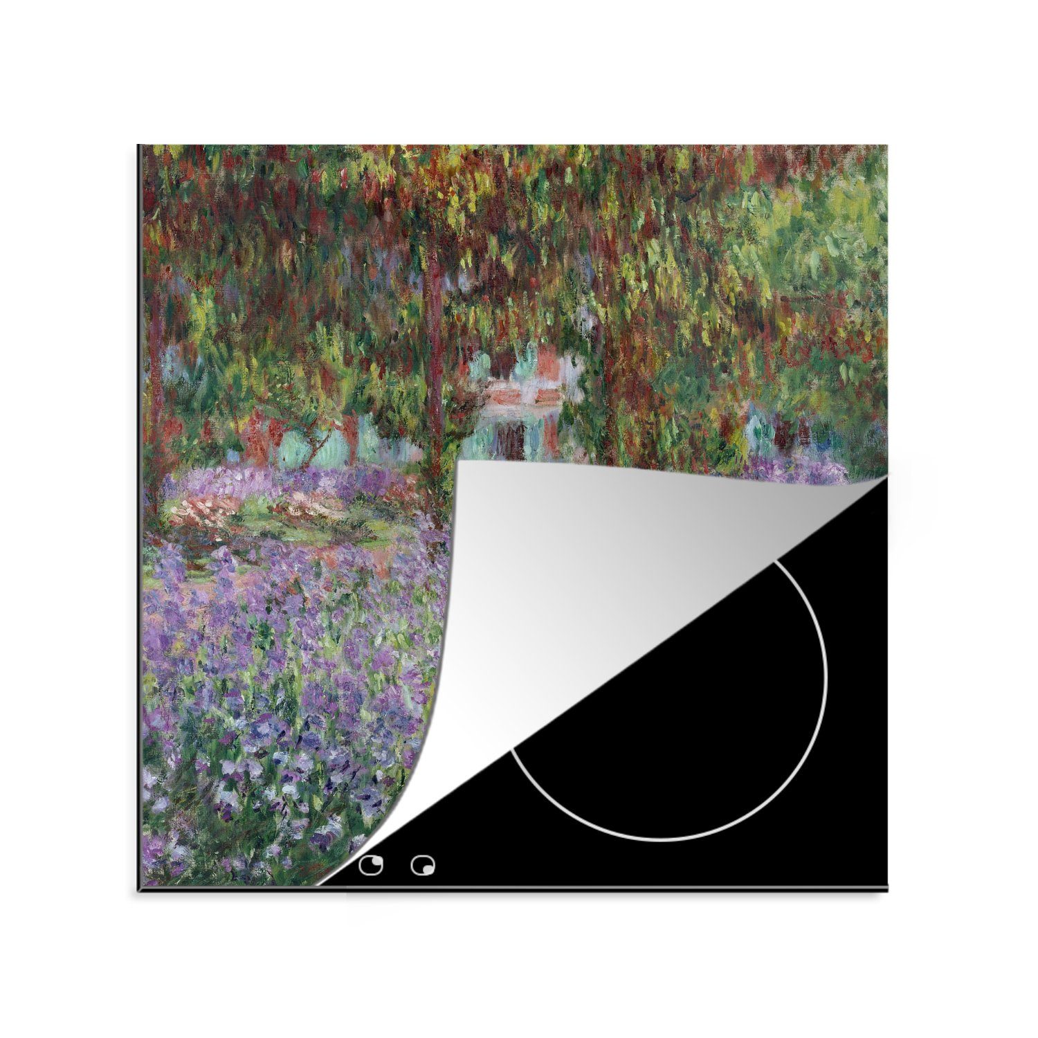 MuchoWow Herdblende-/Abdeckplatte Schwertlilien im Garten von Monet - Claude Monet, Vinyl, (1 tlg), 78x78 cm, Ceranfeldabdeckung, Arbeitsplatte für küche