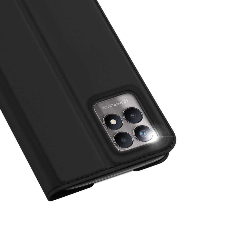 Dux Ducis Handyhülle Buch Tasche "Dux Ducis" für Realme 8i Schwarz 6,6 Zoll, Kunstleder Schutzhülle Handy Wallet Case Cover mit Kartenfächern