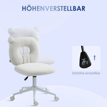 HOMCOM Bürostuhl Höhenverstellbarer Drehstuhl, Arbeitsstuhl (Schreibtischstuhl, 1 St), bis 120 kg Belastbar, Teddy-Vlies, Weiß