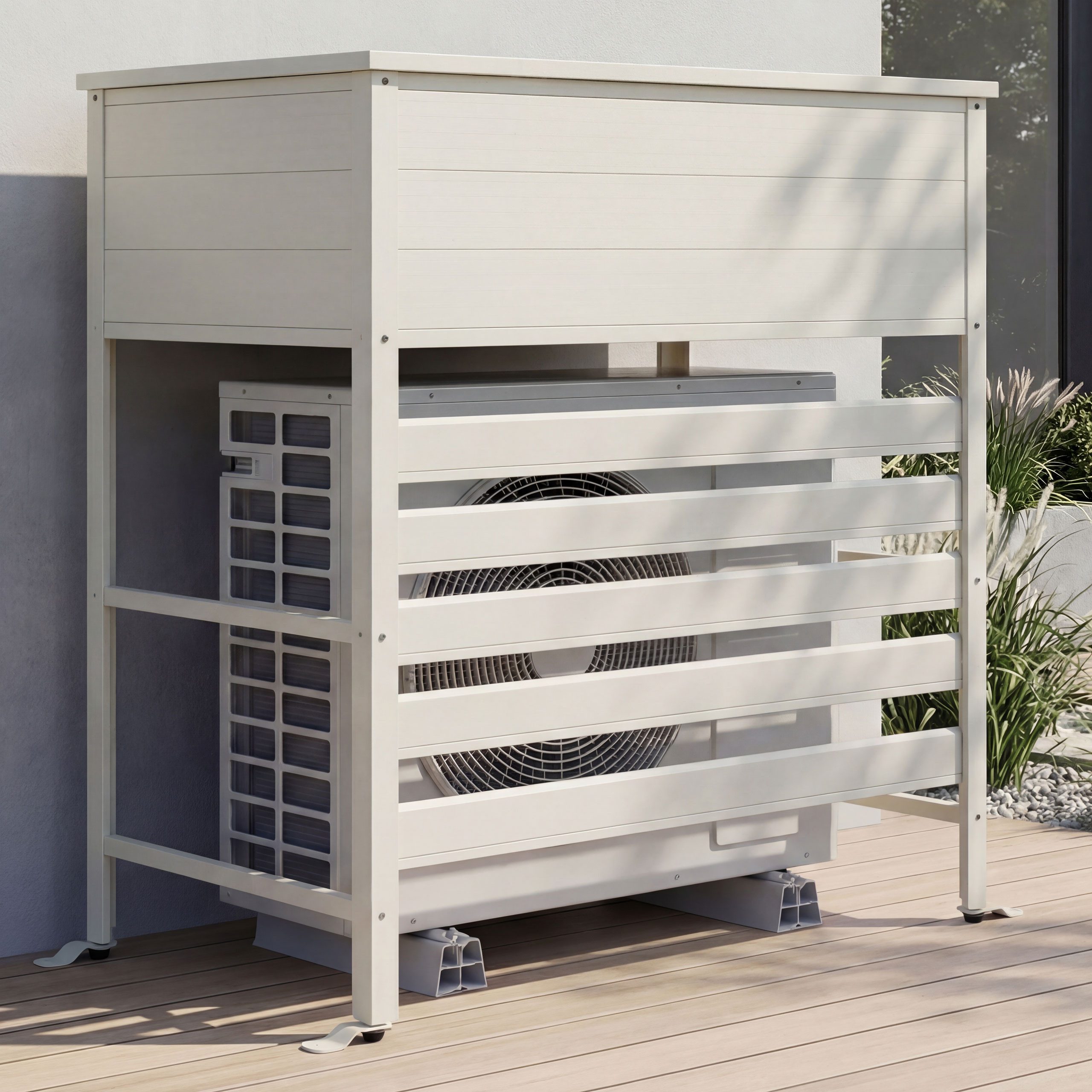 PROREGAL® Klimaanlagen-Verkleidung Aluminium 110x96x43cm Abdeckung Aufbewahrungsbox