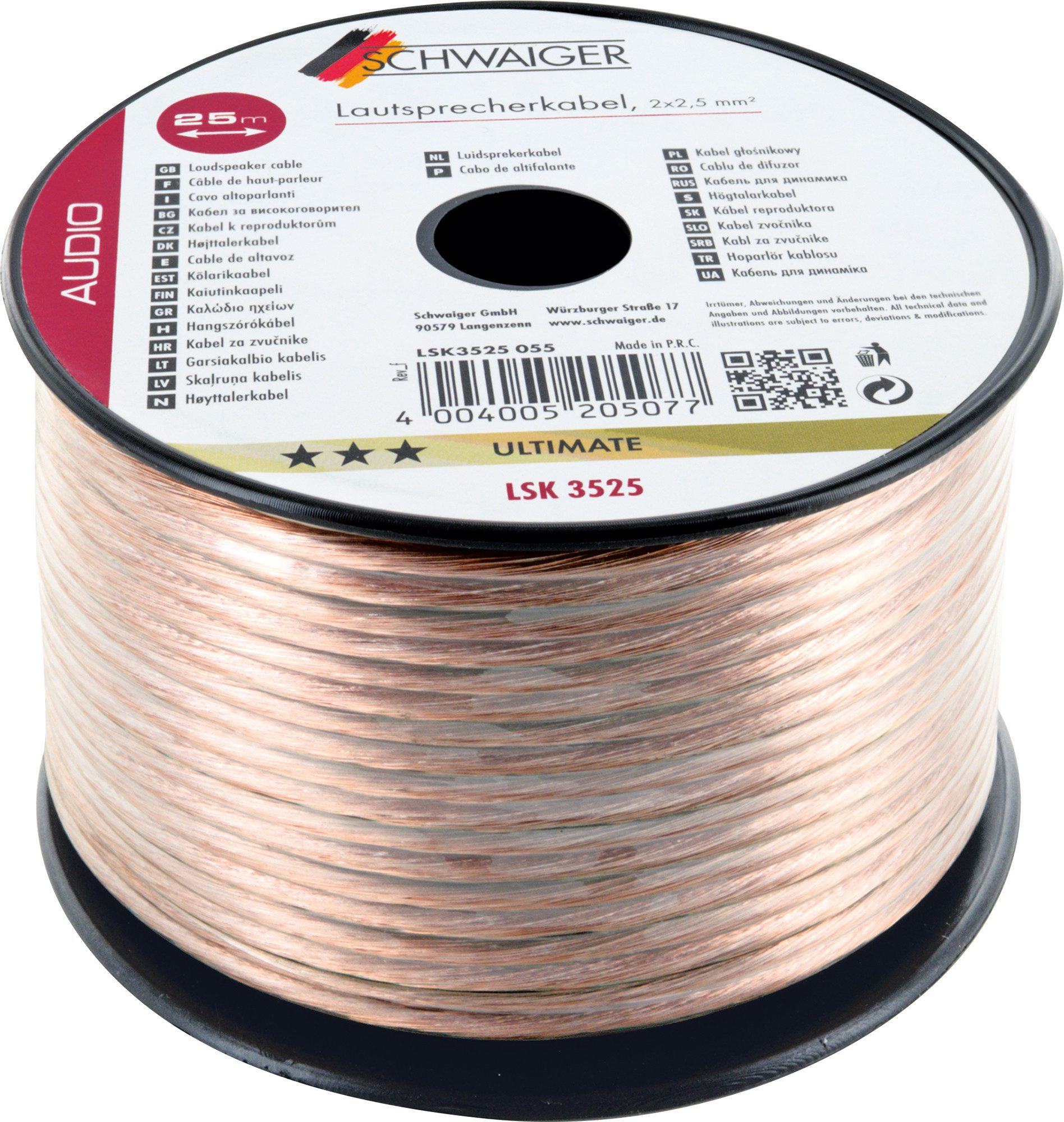 Schwaiger LSK3525 055 Audio-Kabel, unkonfektioniert, (2500 cm)