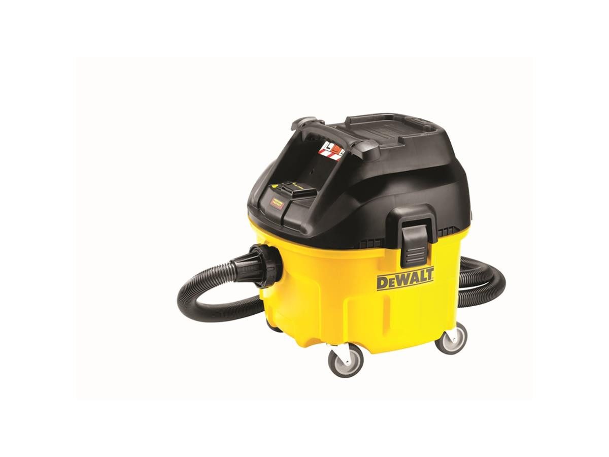 DeWalt Nass-Trocken-Sauger Industrie L-Klasse, 1400 W, mit Beutel, Automatische Filterreinigung, Stoß- und bruchfestes Gehäuse,Tragegriff