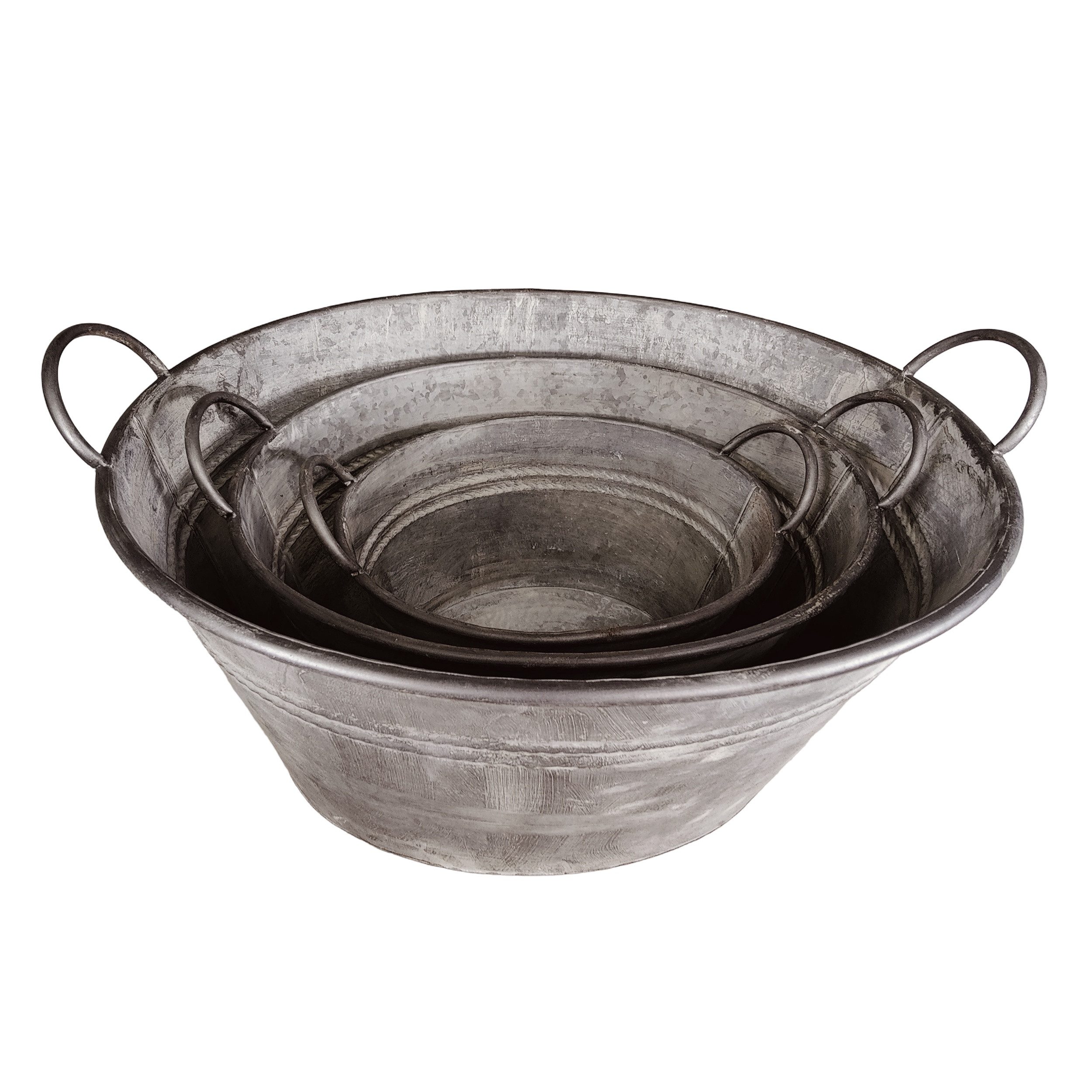 colourliving Blumentopf 3er Set Zinkwannen oval – Verzinkte Pflanzwannen aus Metall, Rustikale Pflanzwannen aus verzinktem Metall