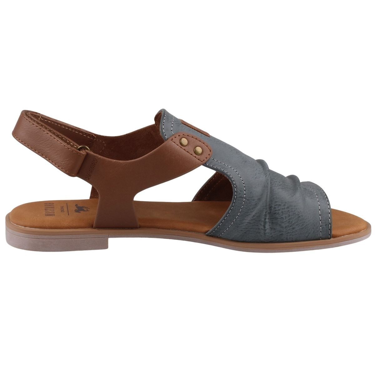 Mustang Shoes 26M0072002-jeans Sandale Slingback-Sandale mit individuell verstellbarem Klettriemen