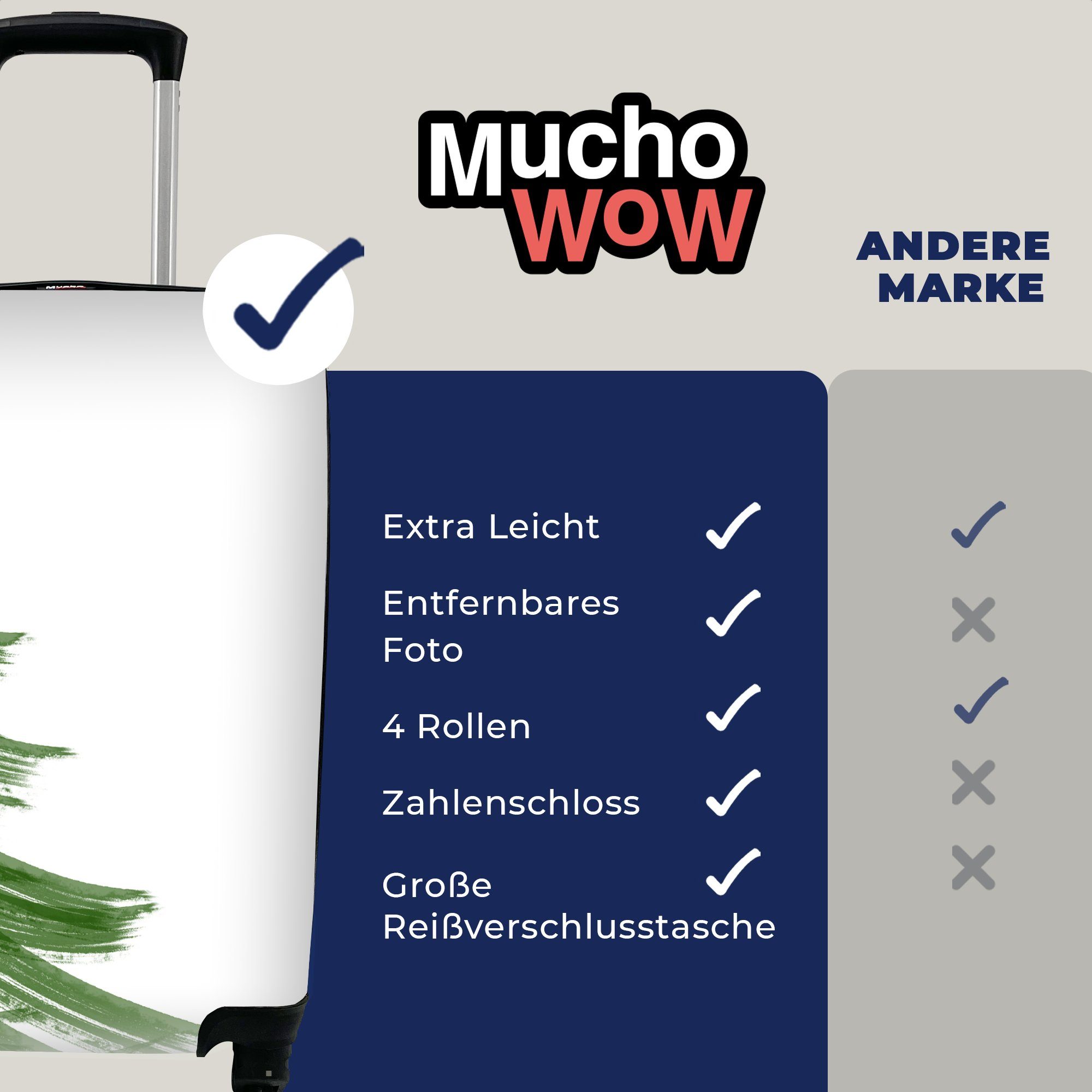 4 Weihnachtsbaums, Trolley, eines Ferien, rollen, Reisetasche Farbfeger in Handgepäck Form mit MuchoWow Reisekoffer für Handgepäckkoffer Rollen, Grüner