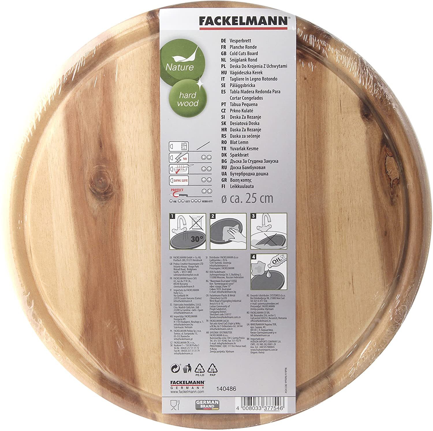 FACKELMANN Schneidebrett Vesperbrett aus Akazienholz mit Saftrille, 1 Stück, braun, 30x20 cm, Holz, Frühstücksbrettchen, Küchenbrett, Natur-Holz