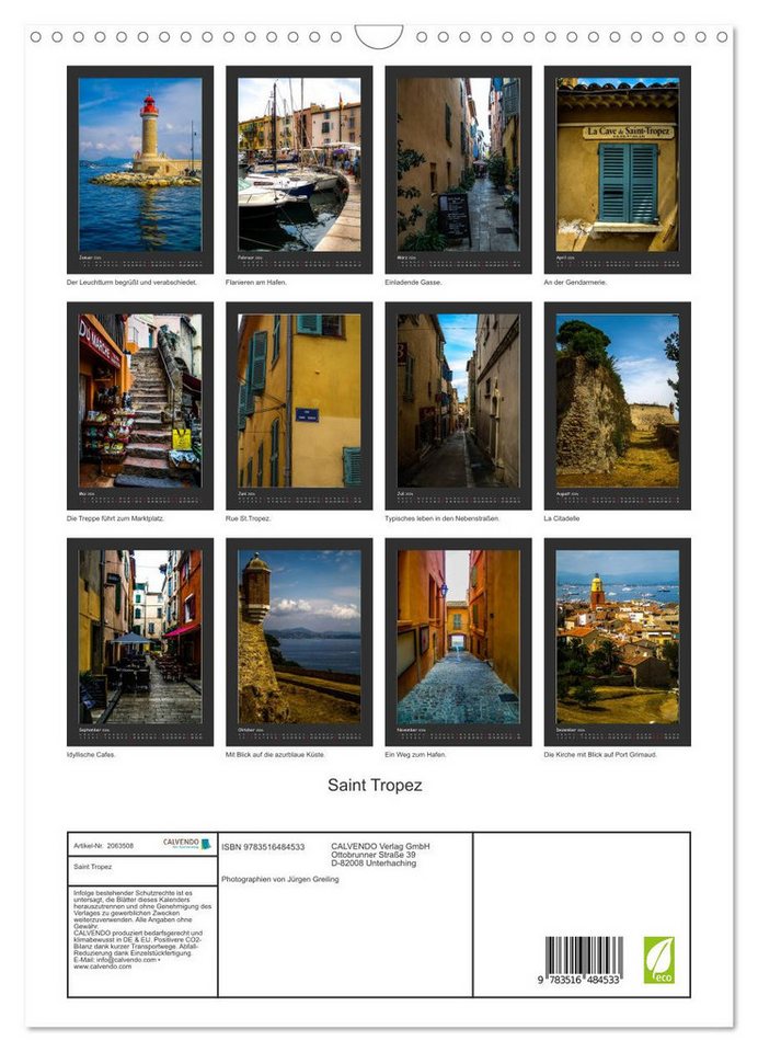 Thumbnail - CALVENDO Wandkalender Saint Tropez (Wandkalender 2026 DIN A3 hoch), CALVENDO Monatskalender