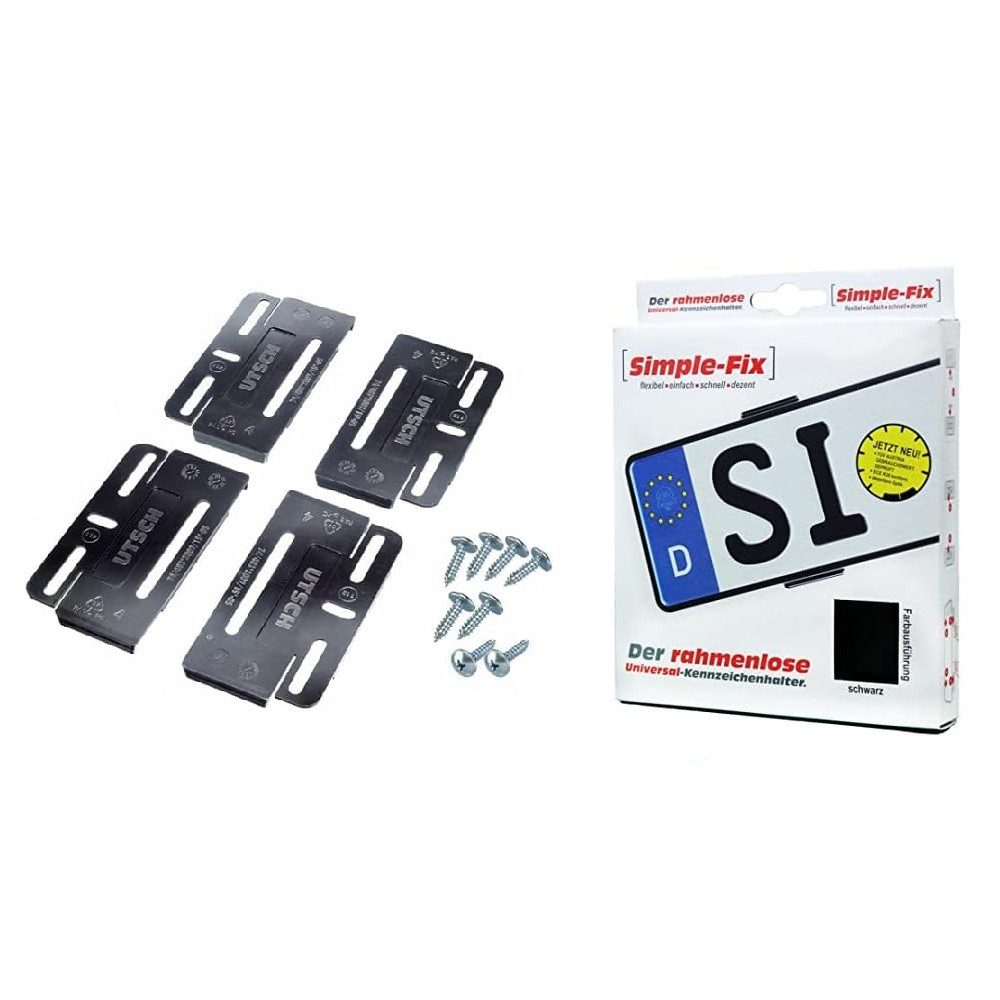 Utsch Ag Kennzeichenhalter UTSCH Simple-Fix rahmenloser Kennzeichenhalter schwarz