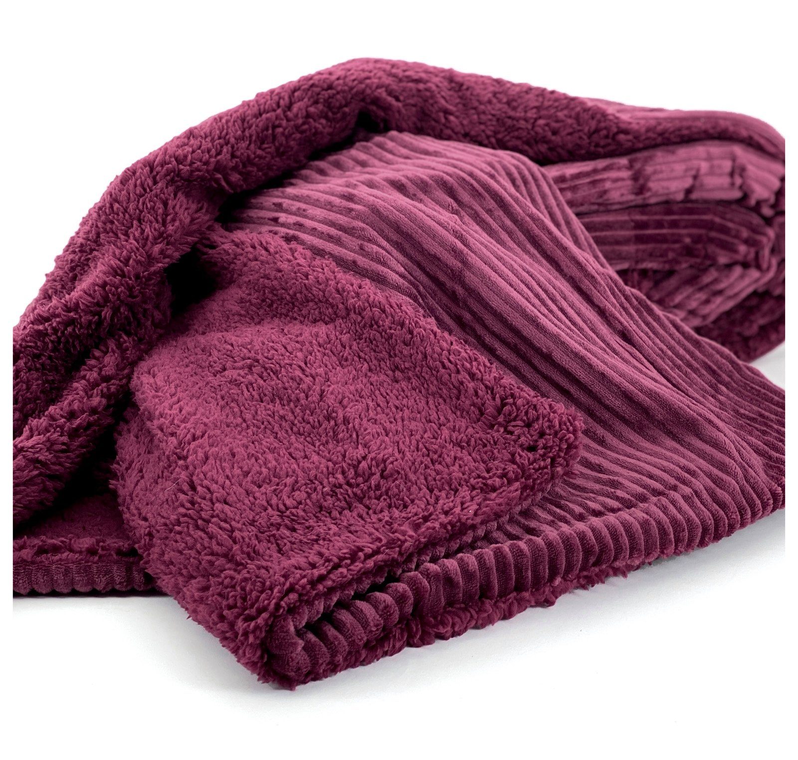 Wohndecke Flauschige Cord Kuscheldecke Sherpa Fell Sofadecke, heimtexland, günstig online kaufen