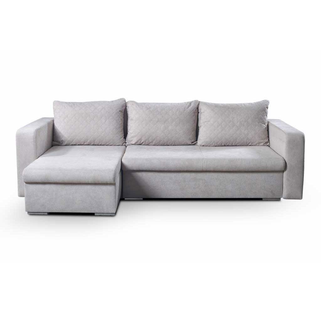 Feldmann-Wohnen Ecksofa Asti, mit Bettkasten, mit Schlaffunktion 1 Teile, Schlaffunktion Bettkasten Möbelsamt hellgrau