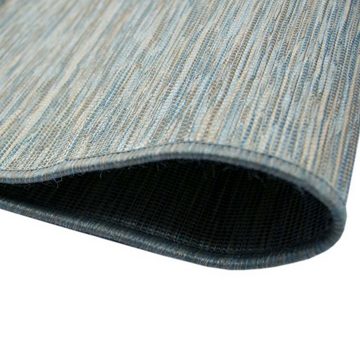 Teppich Teppich Innenbereich und Außenbereich beidseitig nutzbar Blau Beige, Carpetia, rechteckig, Höhe: 5 mm, beidseitig nutzbar