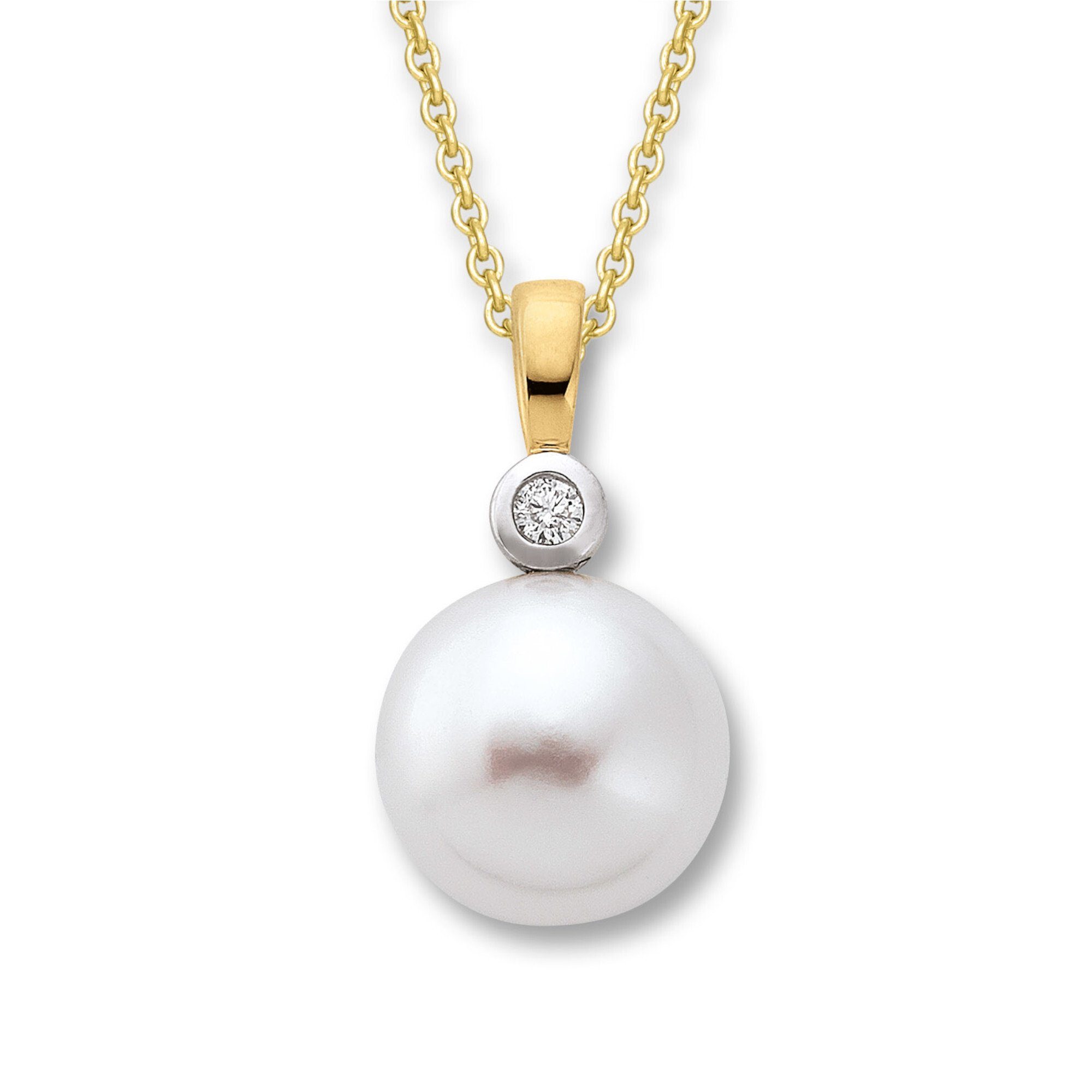 ONE ELEMENT Kette mit Anhänger 0.02 ct Diamant Brillant Anhänger aus 585 Gelbgold, Stilvoll zurückhaltend – Diamantakzente mit ruhiger Eleganz