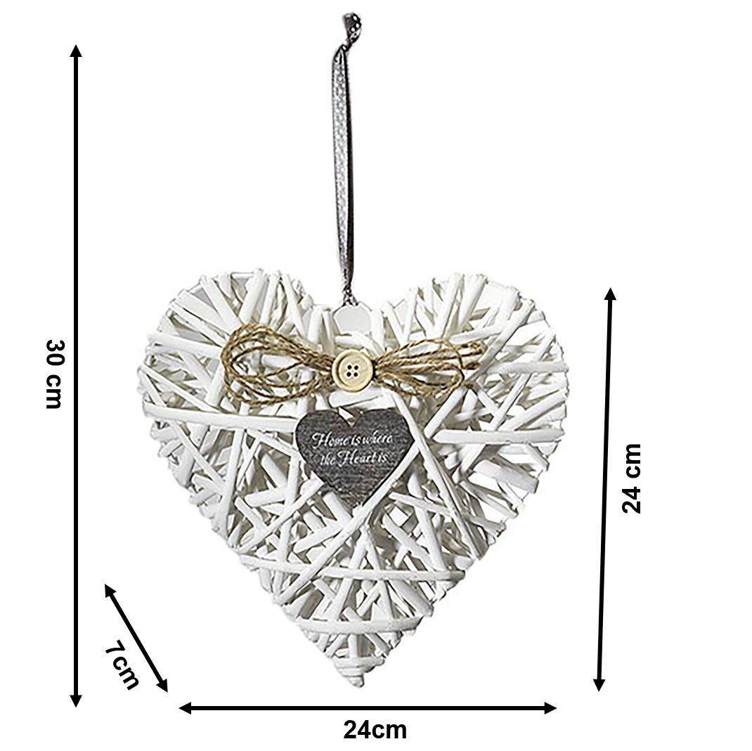 Kobolo Dekoobjekt Dekoherzen aus Chipwood weiß auf Metallrahmen S/3