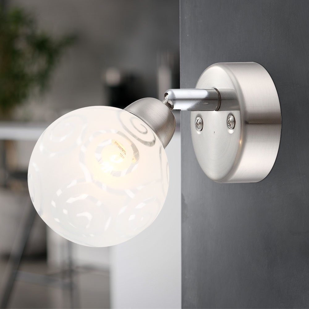 Globo LED Wandleuchte, Leuchtmittel inklusive, Warmweiß, Wandleuchte schwenkbar Wandlampe Kugel Glas weiß Flurlampe