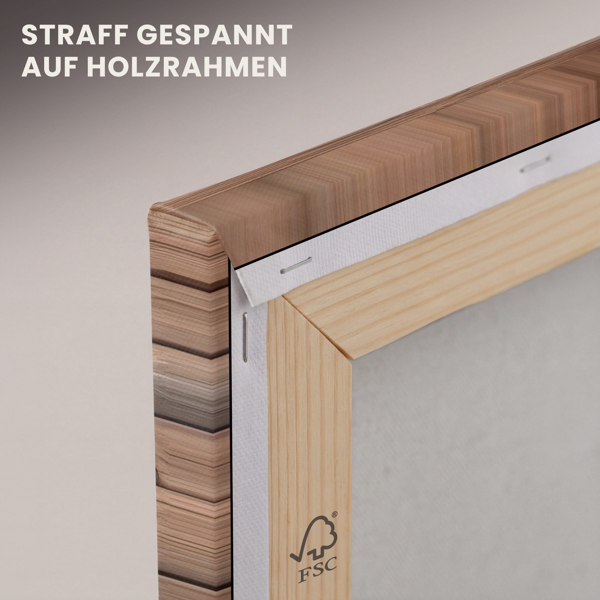 OneMillionCanvasses® Leinwandbild Panorama Holzdielenmuster - Wärme - Natürlich, Fotodruck (1 St), Wandbild, Deko Schlafzimmer Wohnzimmer Flur 40x20 cm – Bild 5 von 5
