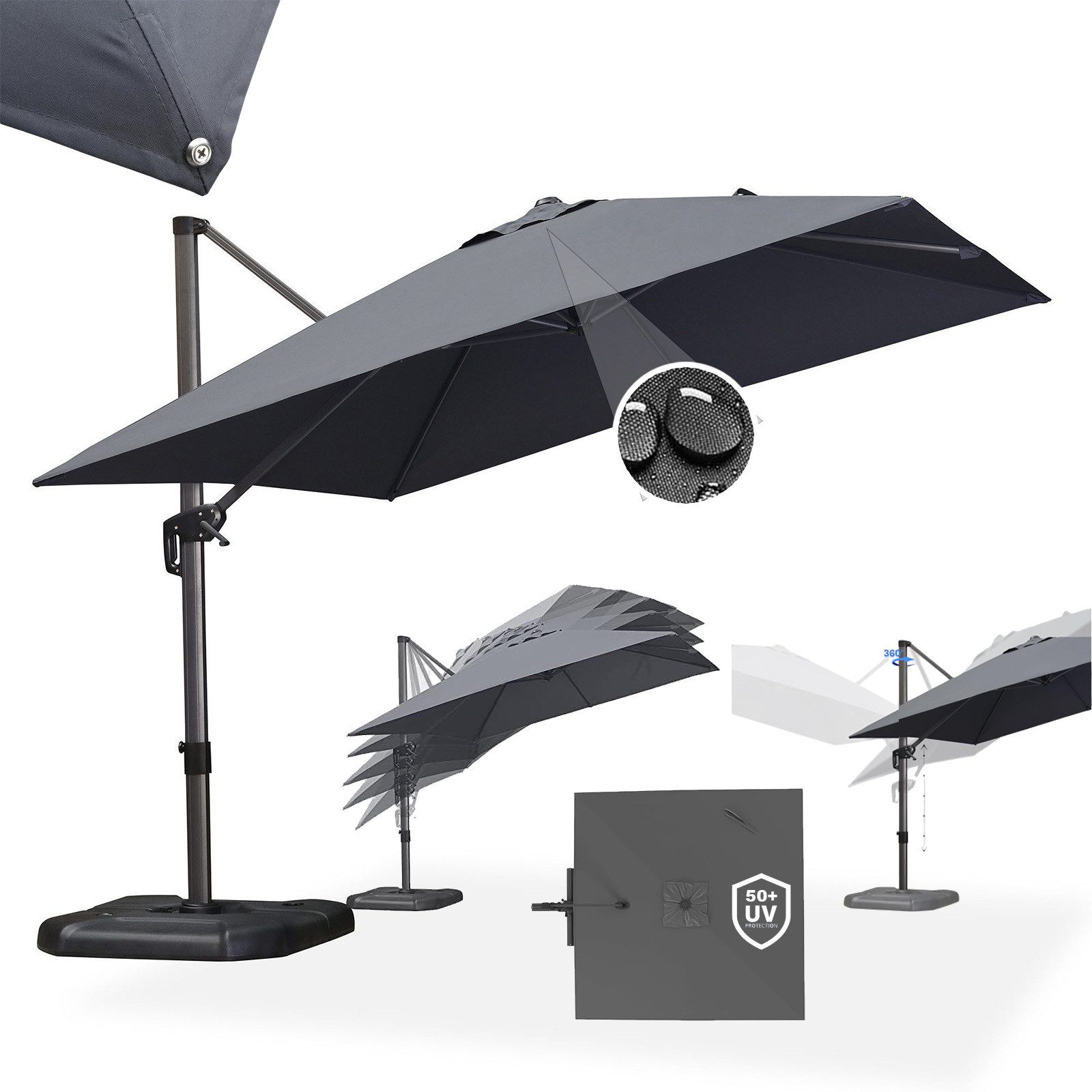 PURPLE LEAF Sonnenschirm Quadratischer Terrassenschirm, Alu Balkonschirm, G günstig online kaufen