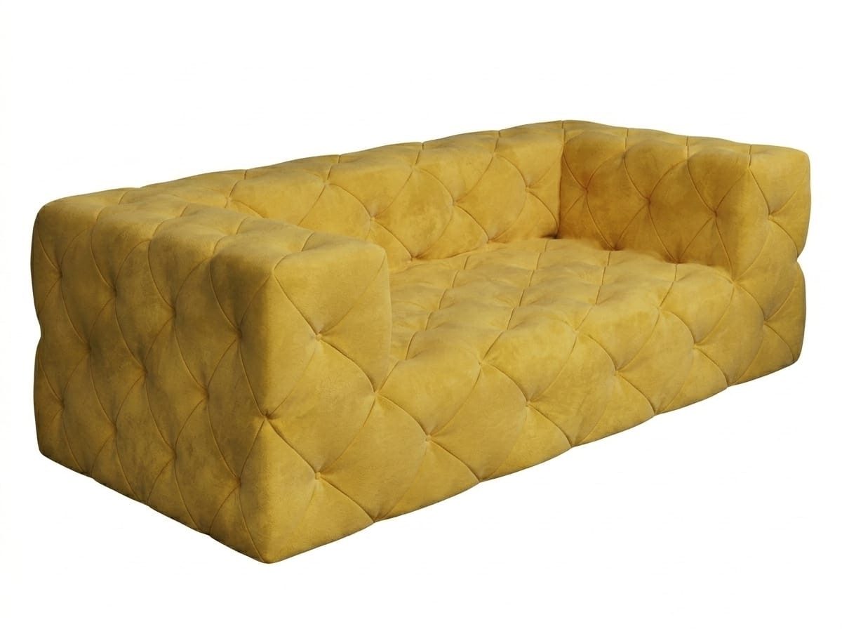 JVmoebel Chesterfield-Sofa Gelbes 2-Sitzer-Sofa Chesterfield für Wohnzimmer, 1 Teile, Made in Europa