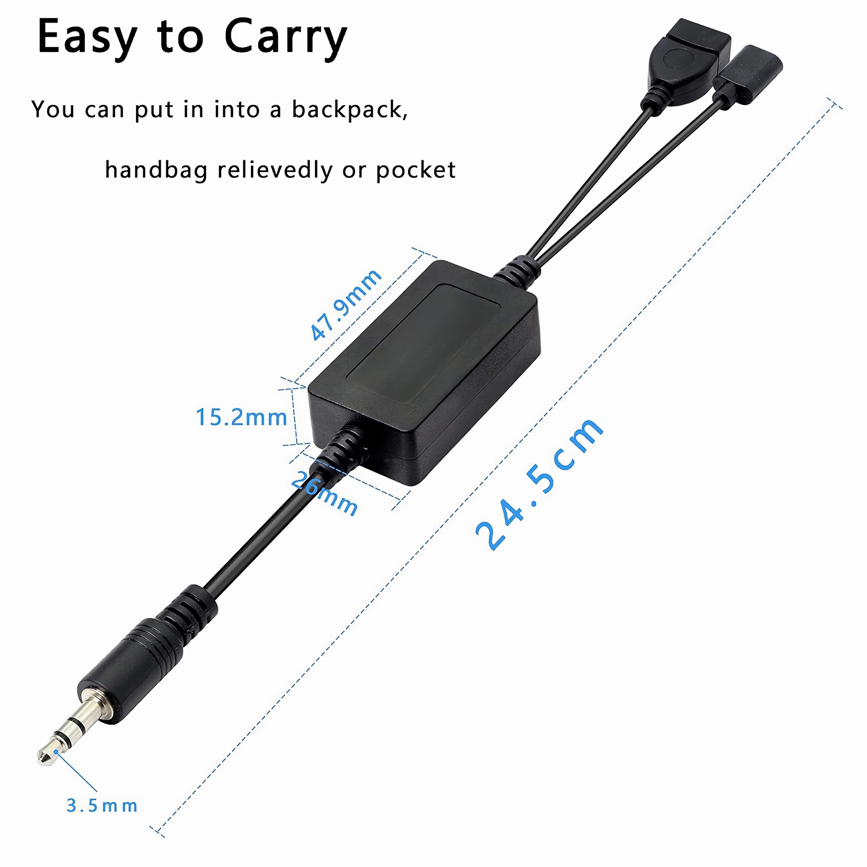 Bolwins P14 3.5mm AUX Audio Stecker auf USB A Buchse Auto Audio Adapter Kabel Audio-Kabel, 3,5-mm-Klinke, USB-A Buchse (25 cm), Integrierte MP3-Dekodierungsfunk – Bild 4 von 5