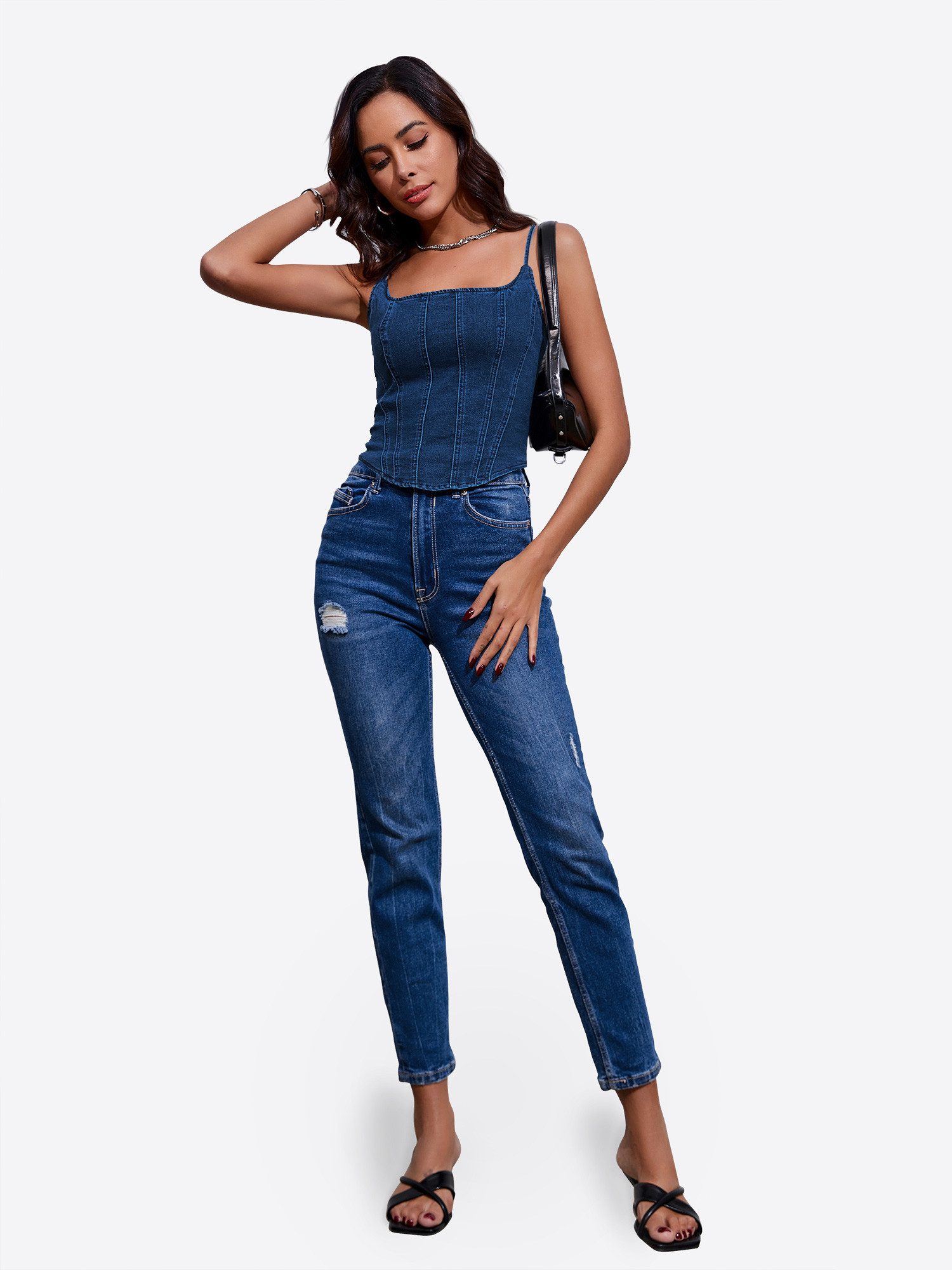 Imily Bela Trägertop Damen Figurumspielendes Corset Top mit Rückenfreiem Design (Packung, 1-tlg., 1per-Pack) mit Reißverschluss