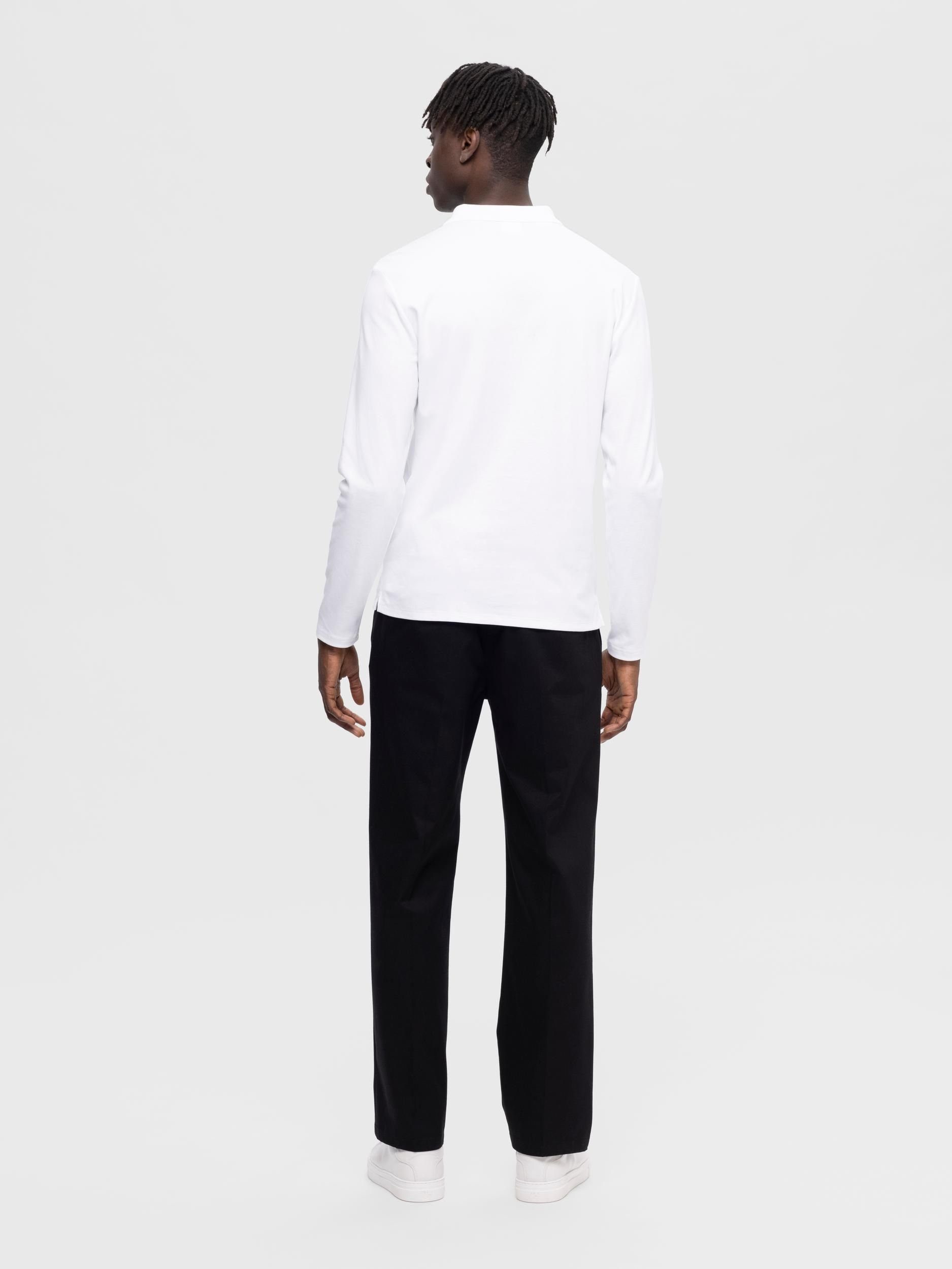 SELECTED bright white Langarm-Poloshirt HOMME