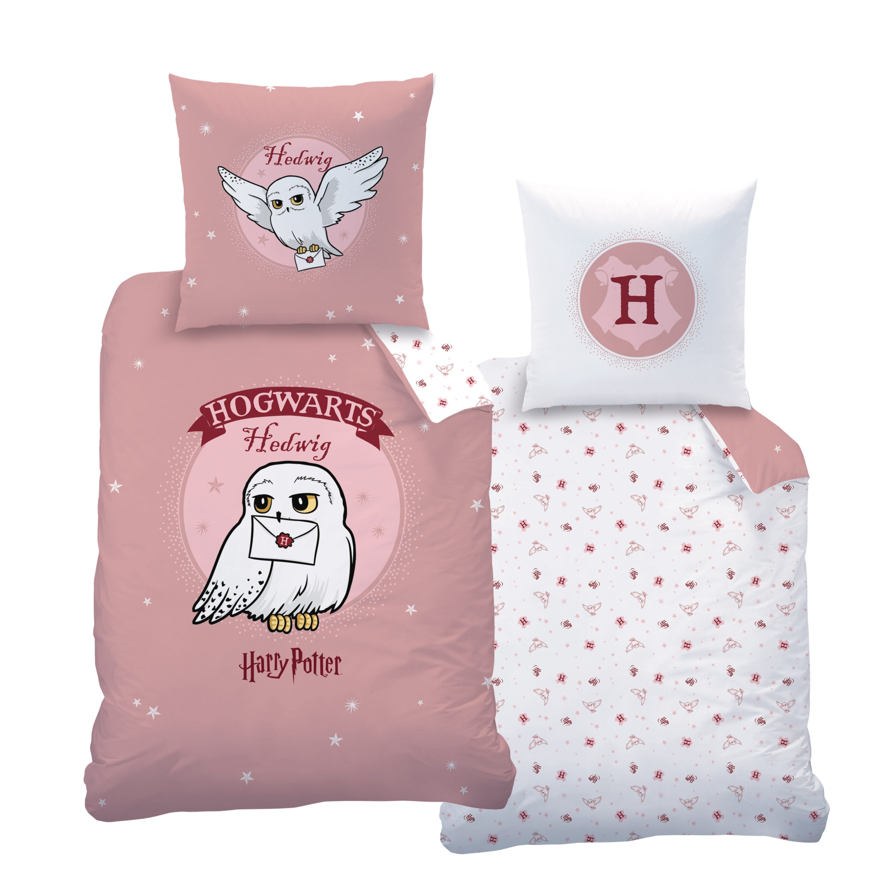 MTOnlinehandel Bettwäsche Harry Potter Biber/ Flanell in 135x200 + 80x80 cm, Eule Hedwig, 100% Baumwolle, 2 teilig, kuschelig, weich, Hogwarts, Jungen und Mädch – Bild 3 von 5