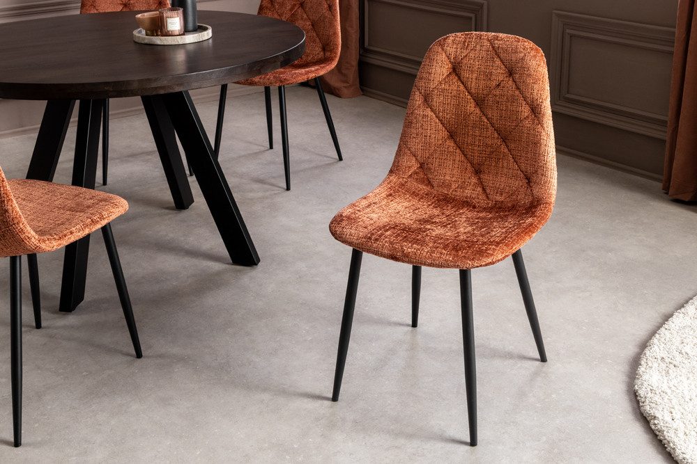 riess-ambiente Esszimmerstuhl GLAMM rostbraun/schwarz - Chenille Cremona, Metallbeine, Ziersteppung (Set, 2 St), 2 Stühle - ideal für Küche, Essz-, Wohn-, Arbeitszimmer & Büro