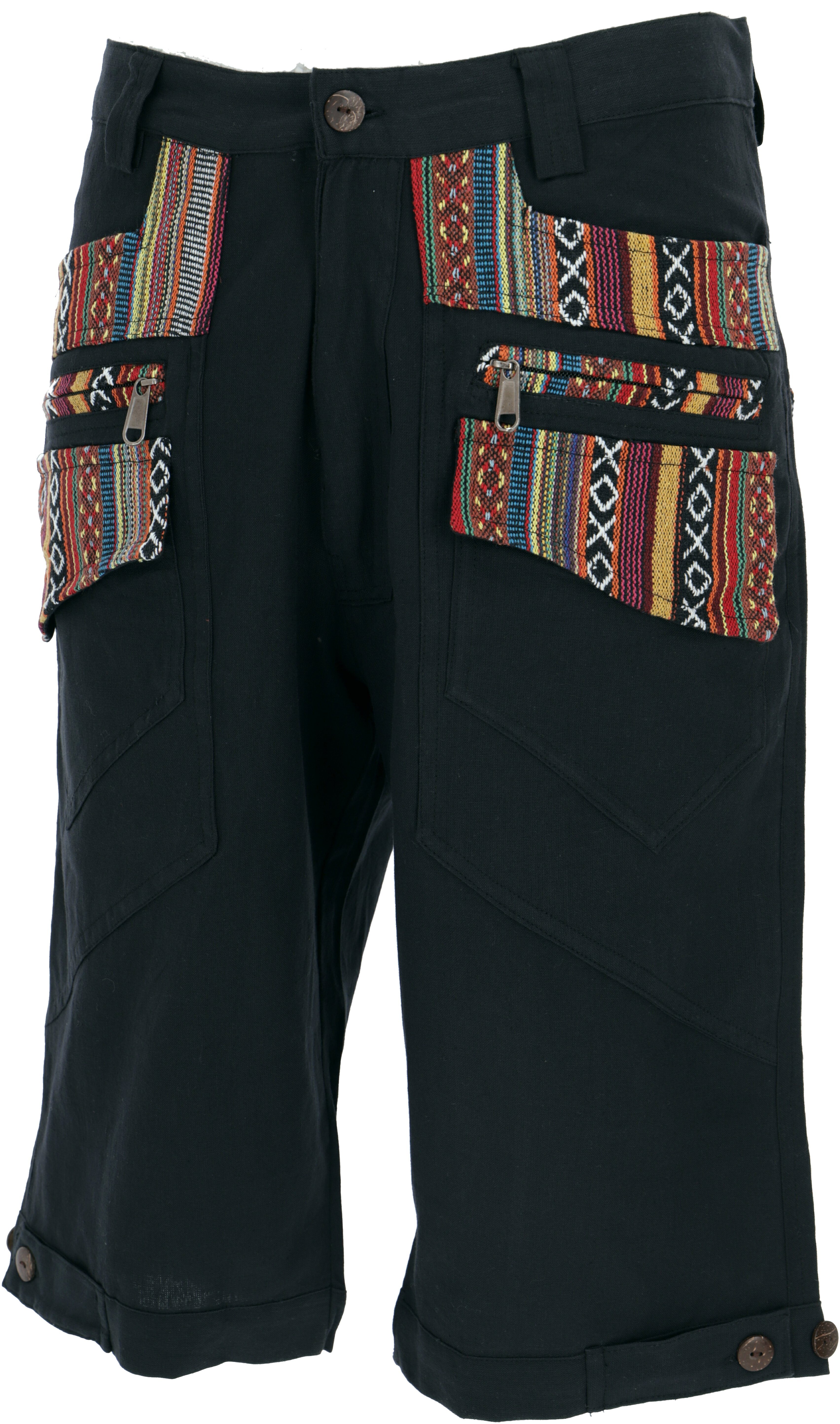 - Kurze Style, Goa Goa Ethno Shorts Bekleidung Guru-Shop Hose, alternative schwarz Relaxhose Yogahose,