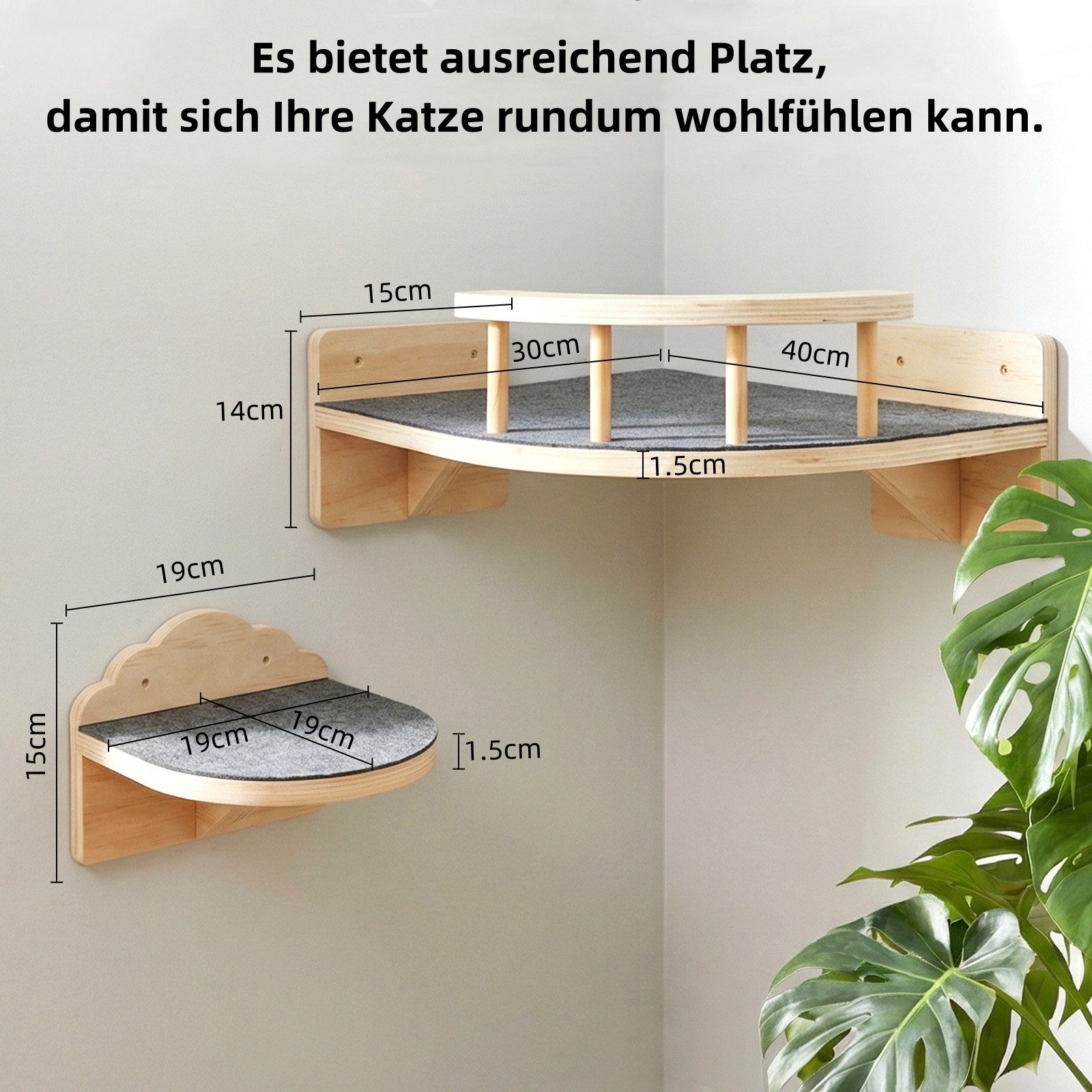 SEHAUSEU Katzen-Kletterwand Katzenmöbe 4 tlg. Katzenbett