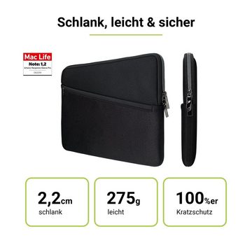 Artwizz Laptop-Hülle Neoprene Sleeve Pro, Neopren Tasche mit Zubehör-Fach, Schwarz 16 Zoll, MacBook Pro 16 (2023/2021/2019), MacBook Pro 15 (2019-2012)