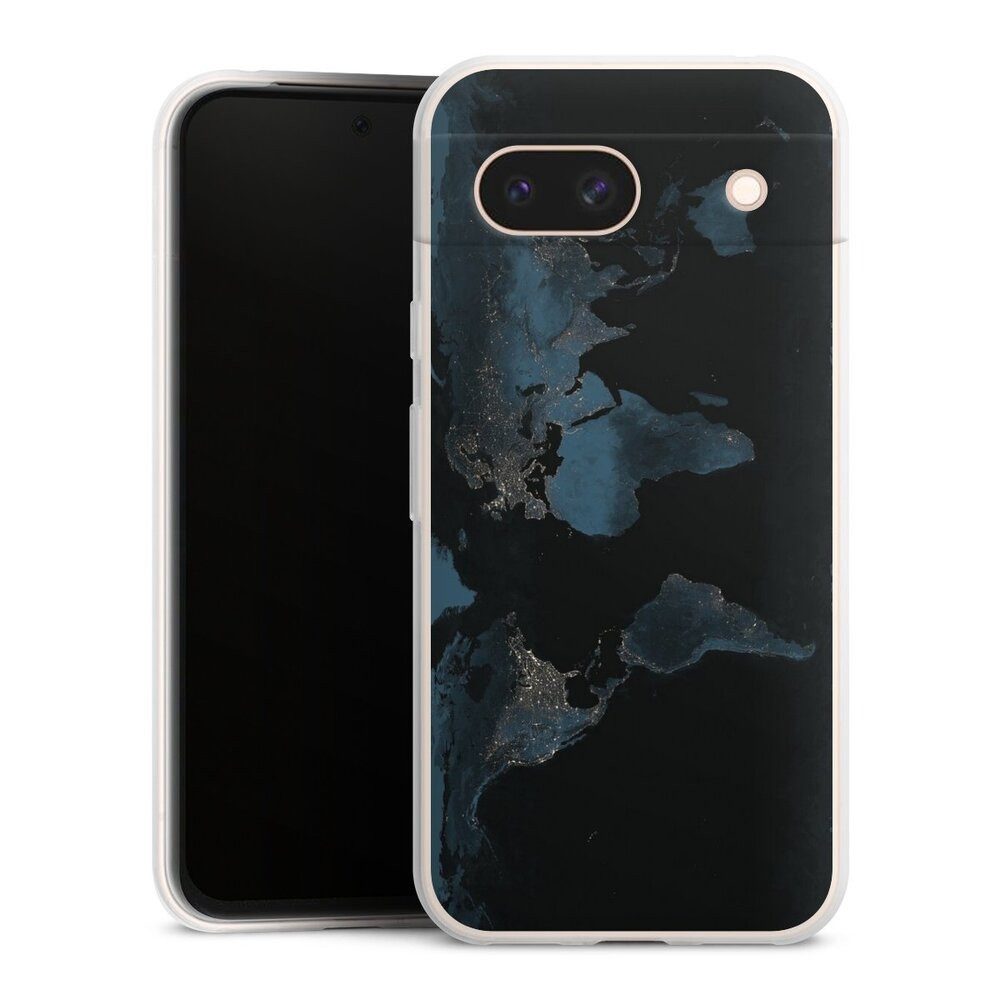 DeinDesign Handyhülle Weltkarte Landkarte Nacht Nightlight Worldmap, Google Pixel 8a Slim Case Silikon Hülle Ultra Dünn Schutzhülle