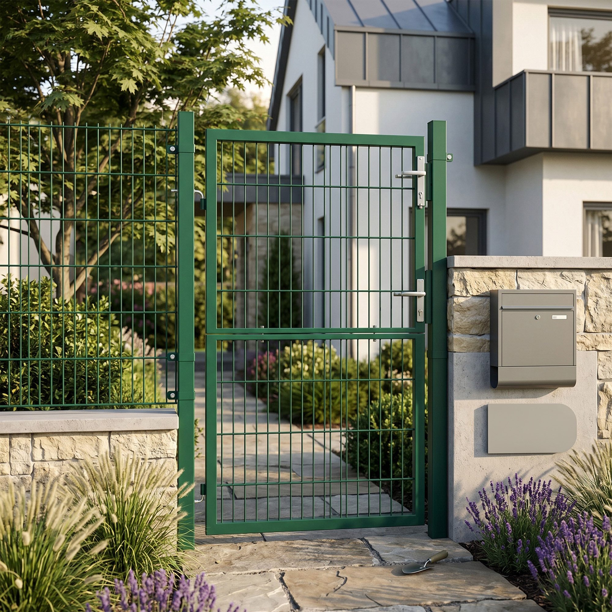 SONGMICS Gartentor Gartentür Zauntür Zauntor Gartenzaun mit Schloss, verzinkter Stahl, abschließbar, Tür 106×100/125/150/160/180cm (B×H)
