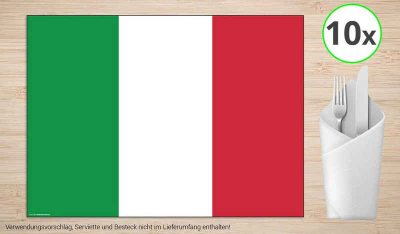Platzset, Tischsets I Platzsets - Italienische Flagge - 10 Stück aus hochwertigem Papier 44 x 32 cm, Tischsetmacher, (10-St)