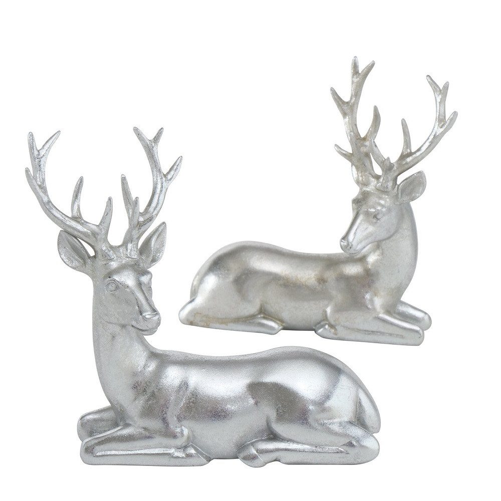 BOLTZE GRUPPE GmbH Weihnachtsfigur Hirsch liegend mit Geweih silber H 15 cm Stückpreis