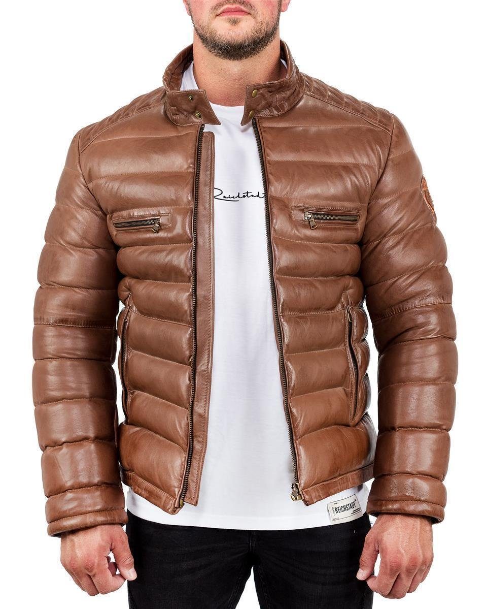 Reichstadt Bomberjacke Herren Echtleder Jacke RS016 (1-St) mit 2x Brusttaschen und Patch