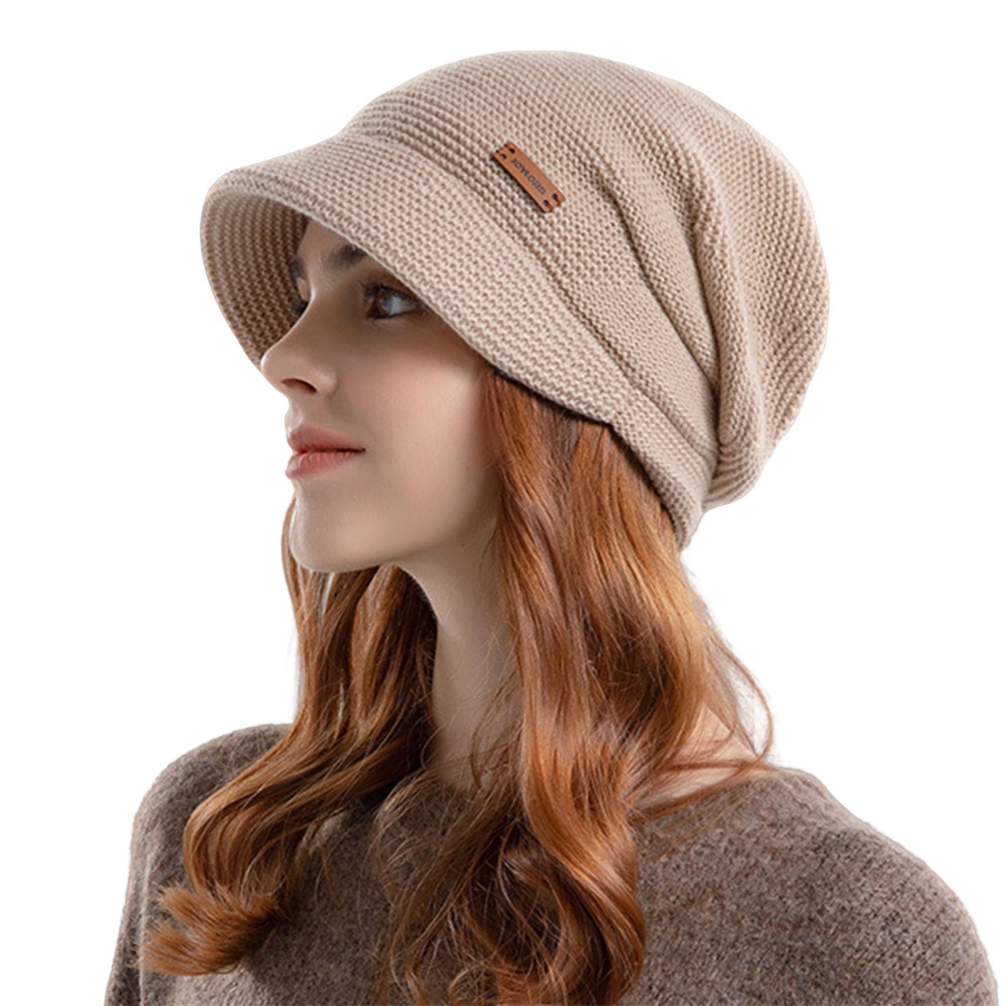 Coonoor Strickmütze Wollmütze WinterMütze Warme Slouchy Strickmütze Mit Breiter Krempe